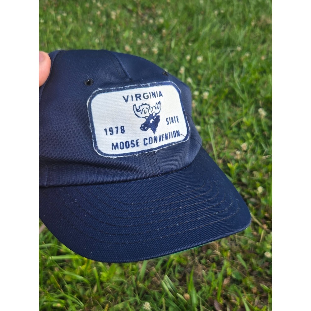 Virginia Moose Convention Trucker Hat Cap Patch Snapback Retro Blue Hipster